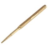 SAMPSON MORDAN & CO for ASPREY - an early 20th century 9ct gold gravity propelling pencil, allover