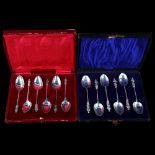 2 cased sets of 6 silver Apostle teaspoons, including Birmingham 1898 and 1906 No damage or repairs,