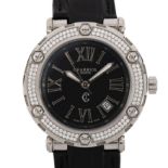CHARRIOL - a stainless steel and diamond Rotonde quartz wristwatch, ref. RT38, black dial with Roman