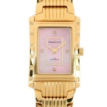 DIAMOND & CO - a lady's gold plated stainless steel quartz bracelet watch, ref. DC012, pink mother-