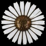 ANTON MICHELSEN - a large Danish vermeil sterling silver and white enamel daisy pattern brooch,