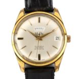 MUDU - a Vintage gold plated stainless steel automatic wristwatch, silvered dial with gilt baton