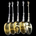 A set of 5 Victorian silver-gilt Apostle spoons, by Martin, Hall & Co, hallmarks Sheffield 1874,
