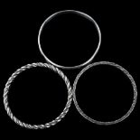 3 Danish sterling silver slave bangles, various makers, internal circumference 19cm, 58.3g total (3)