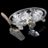 Various silver and plate, including French silver oval stand, length 26cm, 9.3oz, 19th century