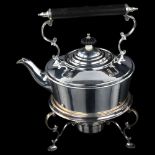 An Edwardian silver kettle on stand, possibly designed by Christopher Dresser for Goldsmith &