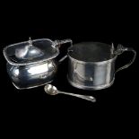 2 Edwardian silver mustard pots, comprising London 1901 and Birmingham 1906, largest height 7cm, 6.