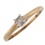 A 9ct gold 0.15ct Princess-cut solitaire diamond ring, size N, 1.4g No damage or repairs, diamond is