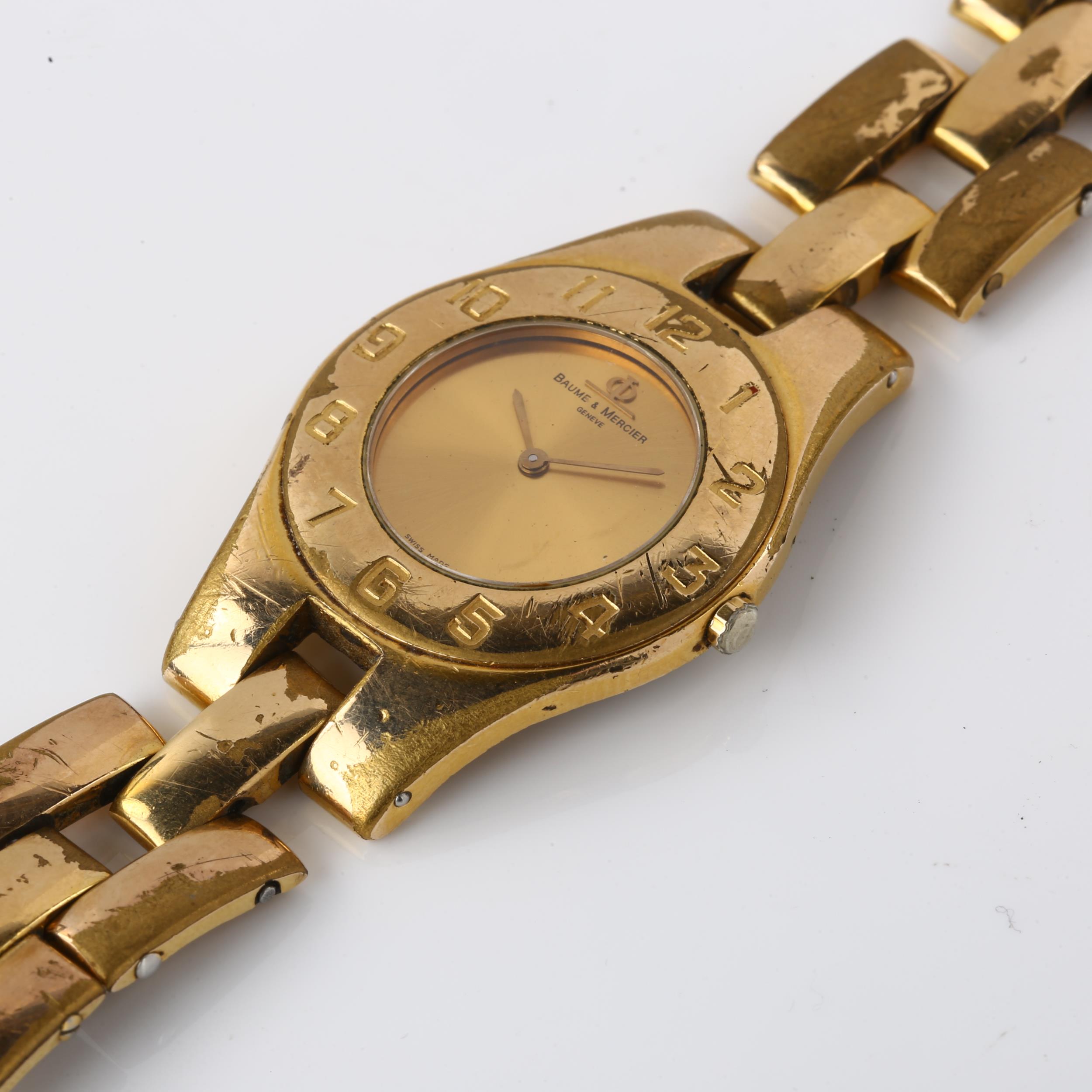 BAUME & MERCIER - a mid-size gold plated stainless steel quartz bracelet watch, champagne dial - Image 3 of 4