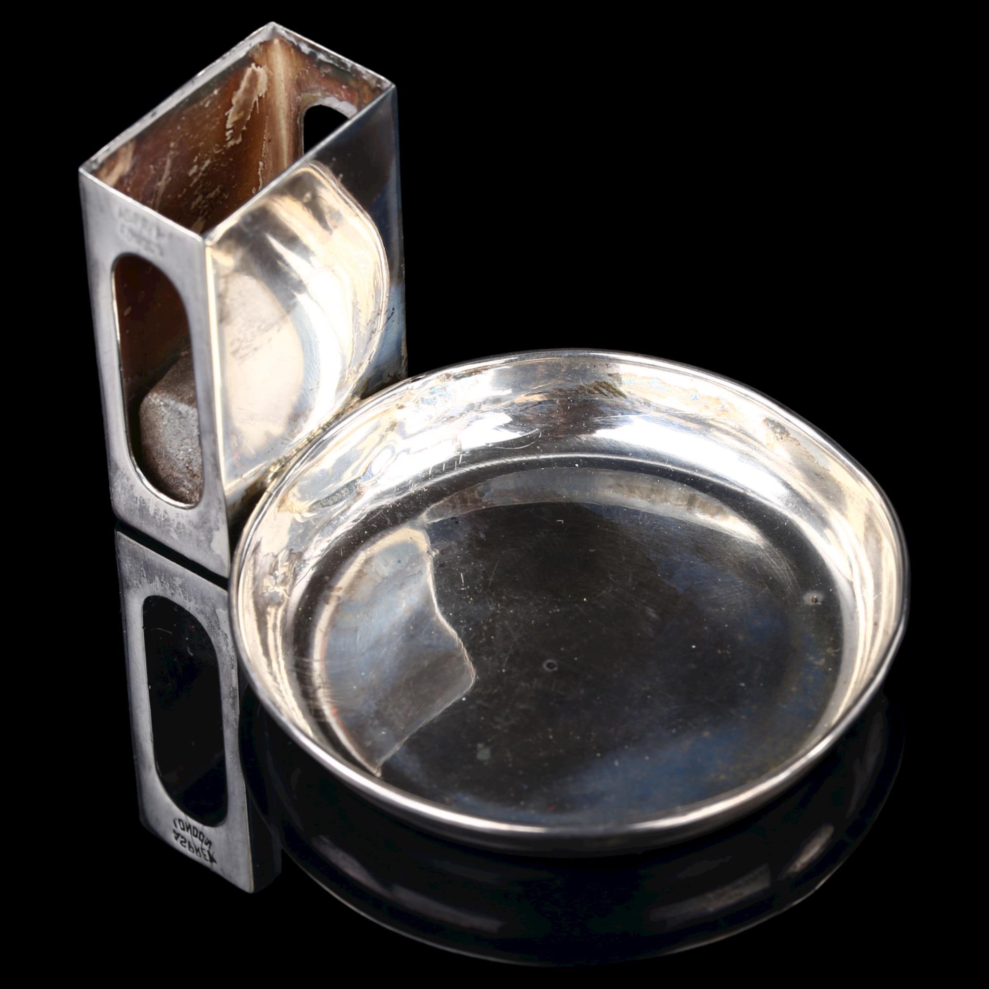 ASPREY - an Art Deco George V silver combination matchbox holder/ashtray, by Asprey & Co Ltd,