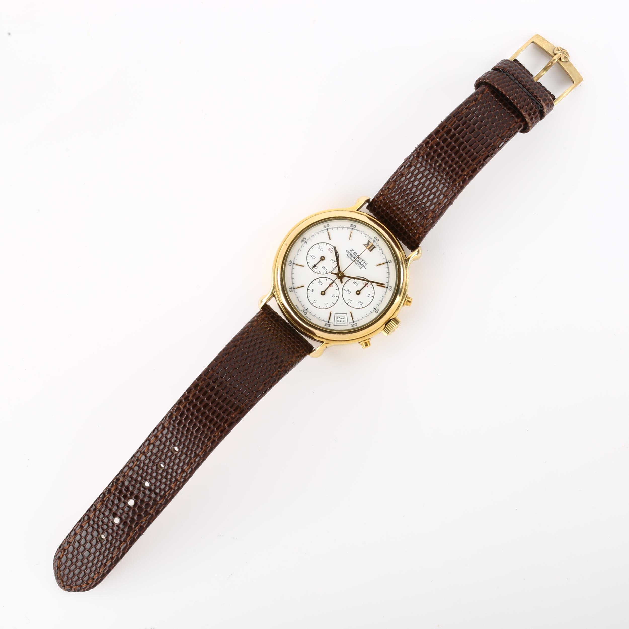 ZENITH - a gold plated El Primero automatic chronograph wristwatch, ref. 20.0020.435, white dial - Image 2 of 4