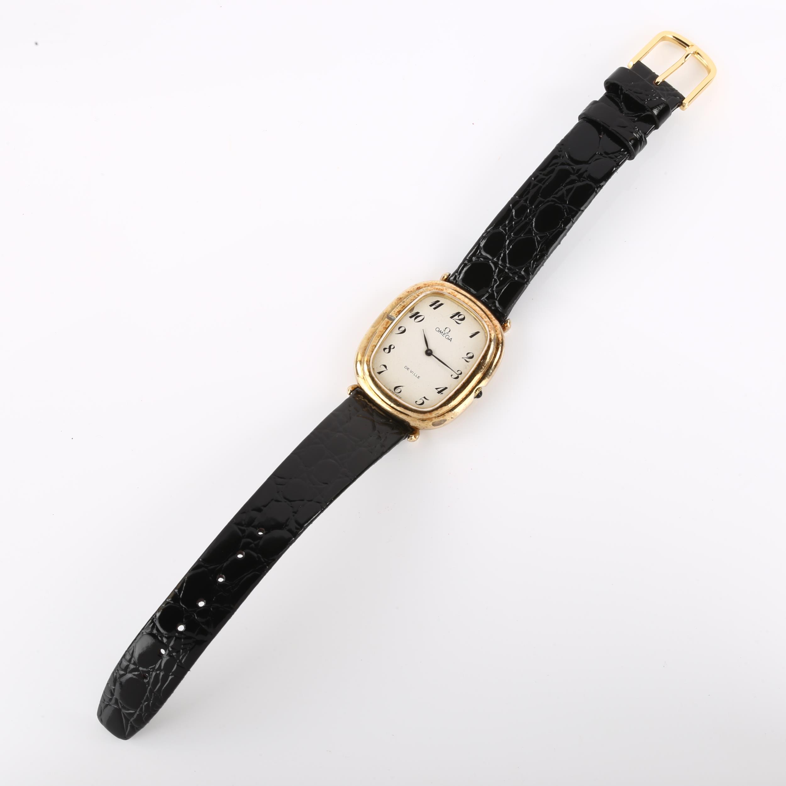 OMEGA - a gold plated De Ville mechanical wristwatch, ref. 1031VE, circa 1972, white enamel dial - Image 2 of 4