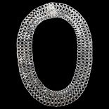 A heavy Mexican sterling silver collar chain necklace, possibly by Miguel Melendez, length 36cm,