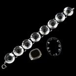 Various Danish modernist silver and onyx jewellery, comprising panel bracelet, ring and brooch,