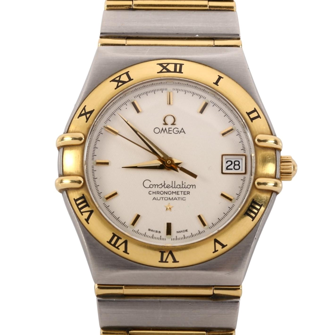 OMEGA - a bi-metal Constellation automatic bracelet watch, ref. 368.1075, circa 2006, silvered