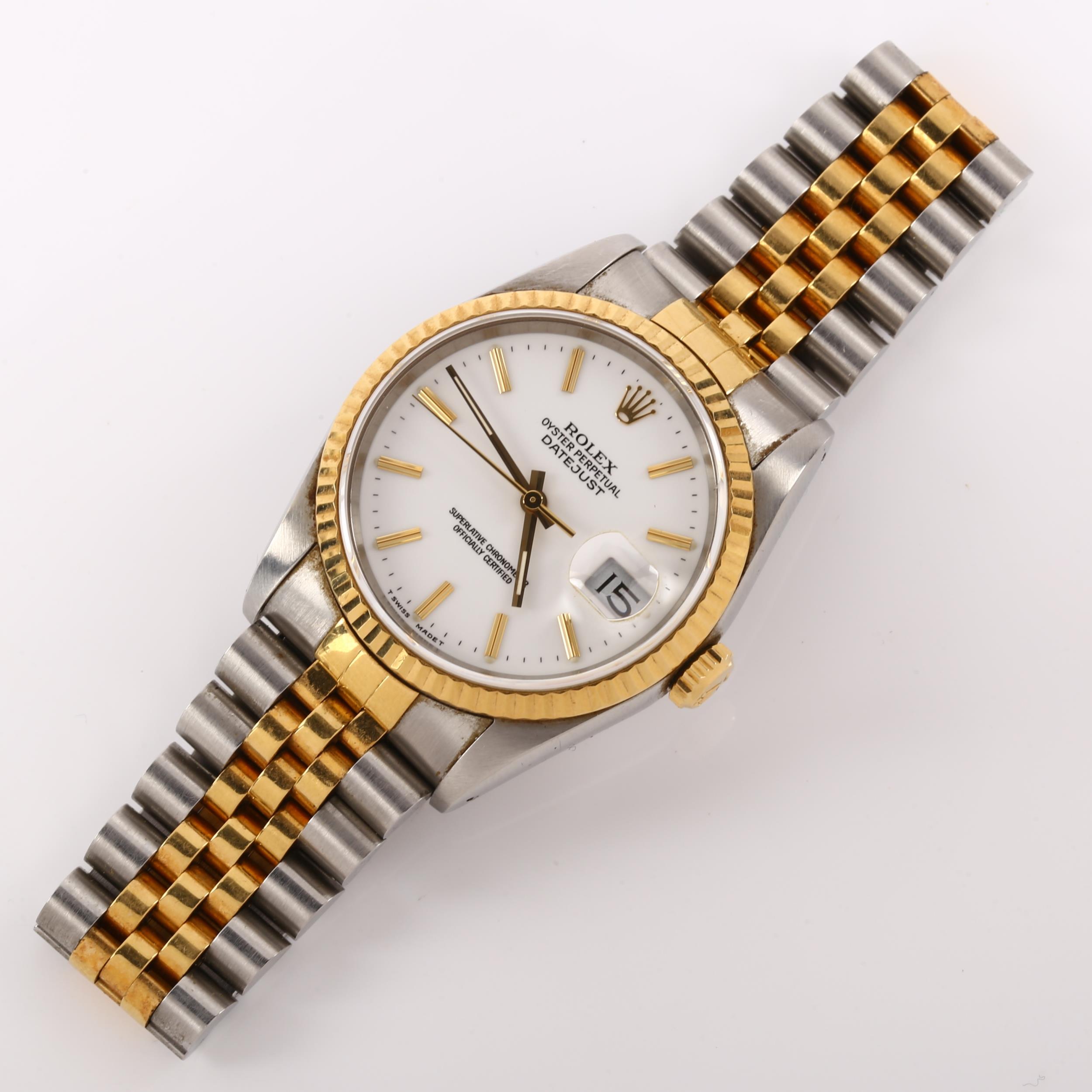ROLEX - a bi-metal Oyster Perpetual Datejust automatic bracelet watch, ref. 16233, circa 1989, white - Image 2 of 6
