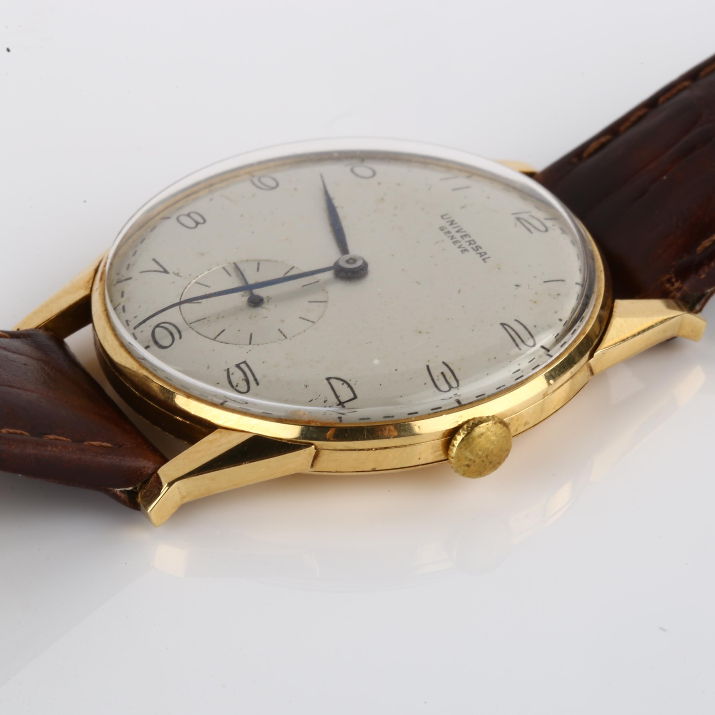 UNIVERSAL GENEVE - an 18ct gold mechanical wristwatch, ref. 11244, circa 1956, silvered dial with - Image 5 of 5