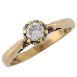 A 9ct gold 0.25ct solitaire diamond ring, set with modern round brilliant-cut diamond, size I, 2g No