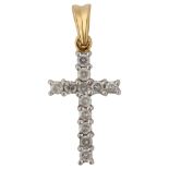 An 18ct gold diamond cross pendant, set with modern round brilliant-cut diamonds, total diamond