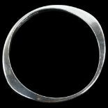 O PETERSEN - a Danish modernist sterling silver elliptical slave bangle, band width 6mm, internal