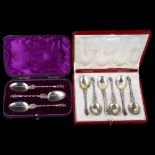 2 cased sets of silver Apostle teaspoons, including London 1878 and Chester 1902 No damage or