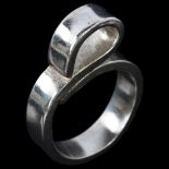 A heavy handmade silver abstract ring, by C Wilkes, setting height 6.2mm, size S, 13.3g No damage or