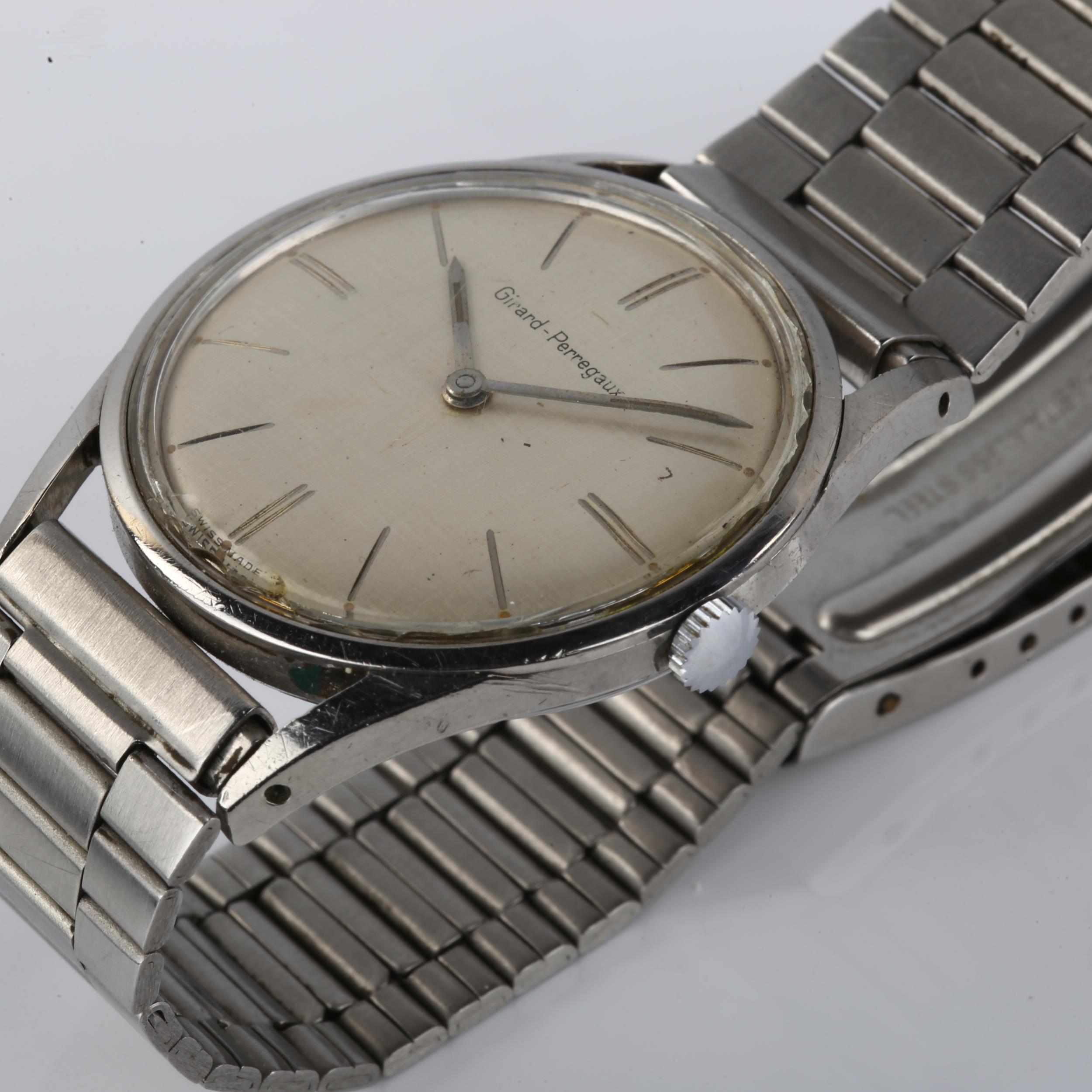 GIRARD-PERREGAUX - a Vintage stainless steel mechanical wristwatch, circa 1960s, brushed silvered - Image 4 of 4