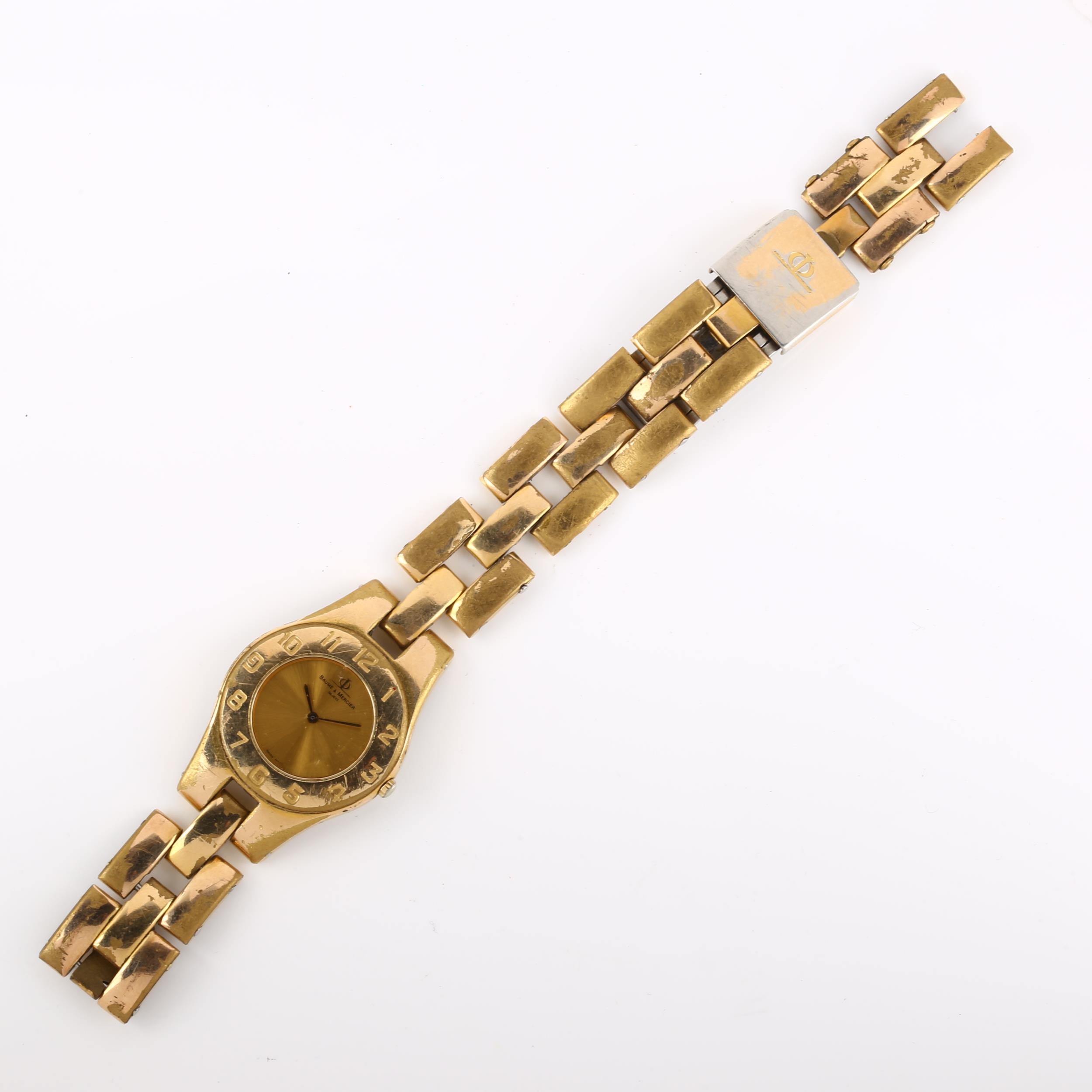 BAUME & MERCIER - a mid-size gold plated stainless steel quartz bracelet watch, champagne dial - Image 2 of 4