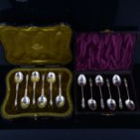 2 cased sets of 6 Victorian silver Apostle teaspoons, including London 1882 and Birmingham 1896 No