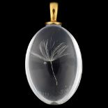 A modern novelty dandelion seed pendant, with gilt-metal mount, pendant height 32.2mm, 7.1g No