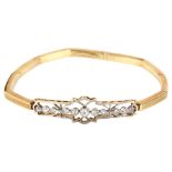 A 15ct gold diamond openwork expanding bracelet, set with old European-cut diamonds, setting