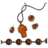 Various Danish silver and amber jewellery, including bracelet, pendant necklace etc makers include