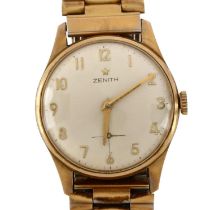 ZENITH - a Vintage 9ct gold mechanical bracelet watch, ref. 1897, circa 1960s, silvered dial with