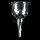 A George IV silver wine funnel, with strainer insert, gadrooned rim and shell clip, by Rebecca