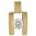 A modern 18ct gold 0.4ct solitaire diamond pendant, block design with modern round brilliant-cut