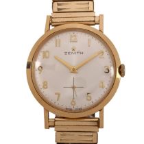 ZENITH - a Vintage 9ct gold mechanical bracelet watch, ref. 43497, circa 1960s, silvered dial with