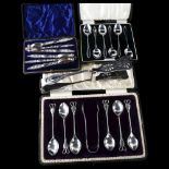 Various silver and silver plate, including cased set of teaspoons etc Lot sold as seen unless