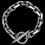 HERMANN SIERSBOL - a heavy Danish sterling silver cable link chain bracelet, length 20cm, 77.5g No