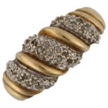 A modern 9ct gold diamond dress ring, set with single-cut diamonds, total diamond content approx 0.