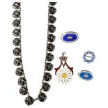 Various Danish silver and enamel jewellery, including necklace, pendant etc, makers include Meka,