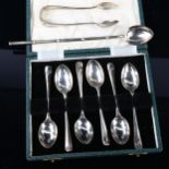 Various silver flatware, including Hong Kong bamboo cocktail stirrer, 3.6oz total Lot sold as seen