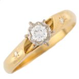 An 18ct gold 0.15ct solitaire diamond ring, illusion set with modern round brilliant-cut diamond and
