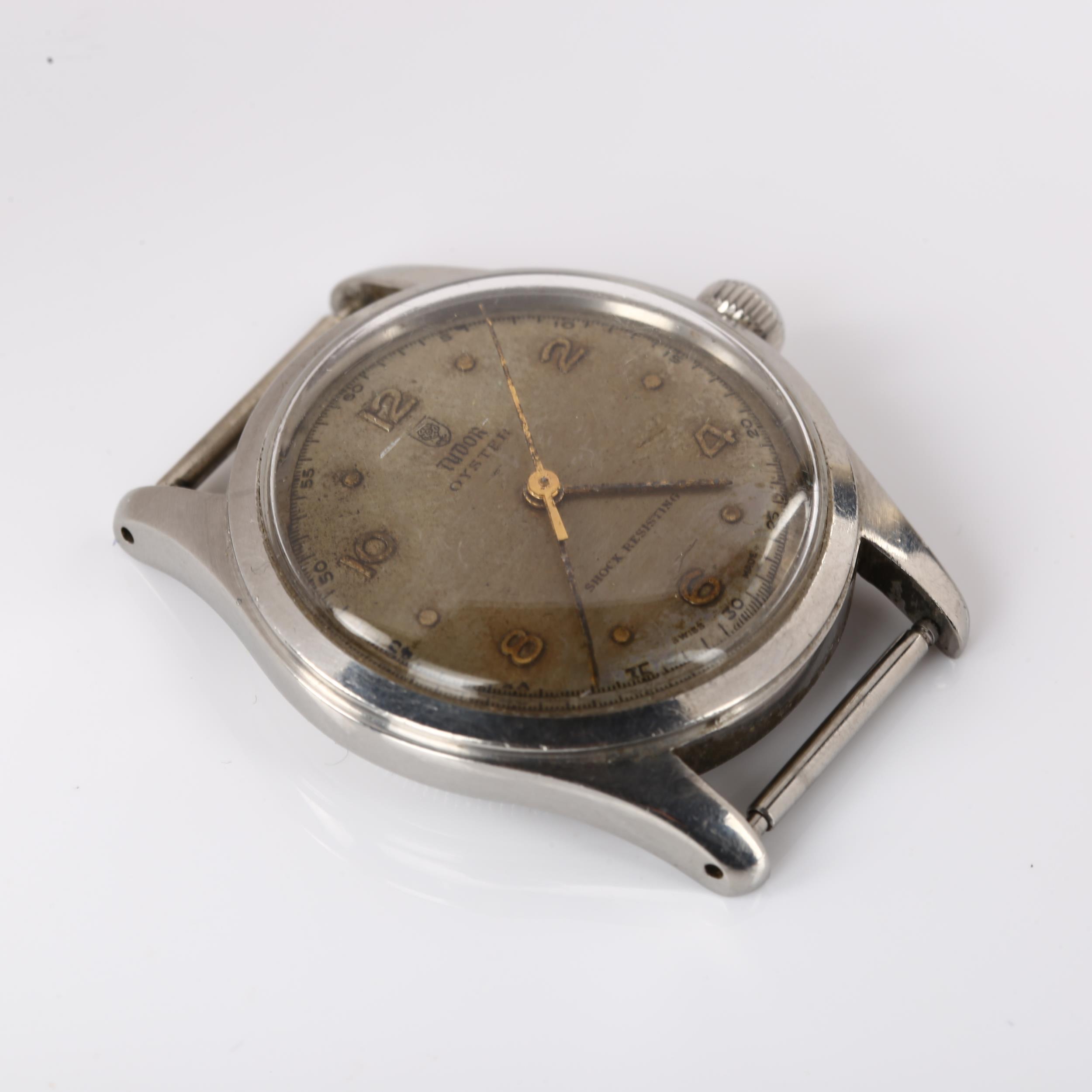 TUDOR - a Vintage stainless steel Oyster mechanical wristwatch head, ref. 4463, circa 1962, silver - Image 4 of 4