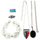 Various Danish silver jewellery, including leaf bracelet, pendant etc, makers include Volmer Bahner,