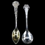 TIFFANY & CO - an American sterling silver Holly pattern grapefruit spoon, length 15cm, and a Danish