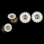 Various Danish daisy pattern jewellery, comprising pair of clip-on earring and pair of cufflinks,