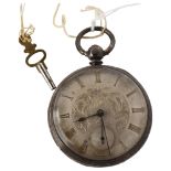 A 19th century silver-cased open-face key-wind pocket watch, by Lucas Brown of Glasgow, engraved
