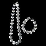HERMANN SIERSBOL - a Danish modernist sterling silver flower bud line necklace and bracelet set,