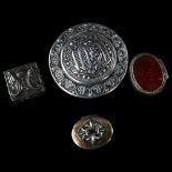 4 Continental silver boxes, including compact, pillbox etc, largest diameter 6.5cm (4) Lot sold as