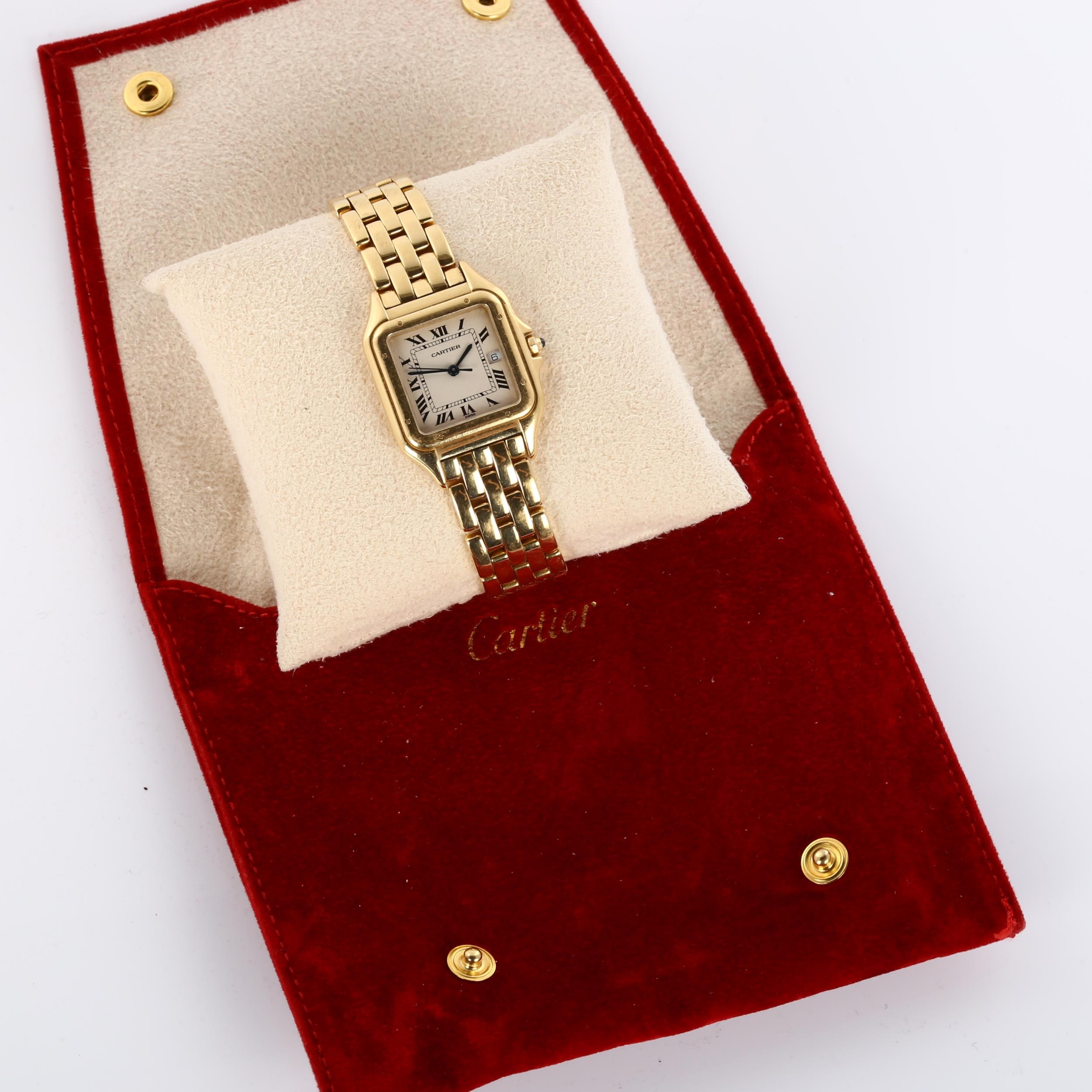 CARTIER - a mid-size 18ct gold Panthere quartz bracelet watch, ref. 8839, circa 1990s, pale - Image 4 of 7